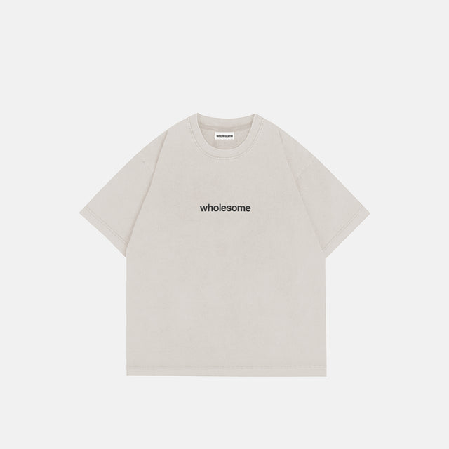 'Wholesome' Embroidered Heavy Tee - Faded Bone